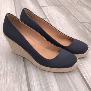 J Crew Factory Canvas Espadrille Wedges Navy size 7 1/2